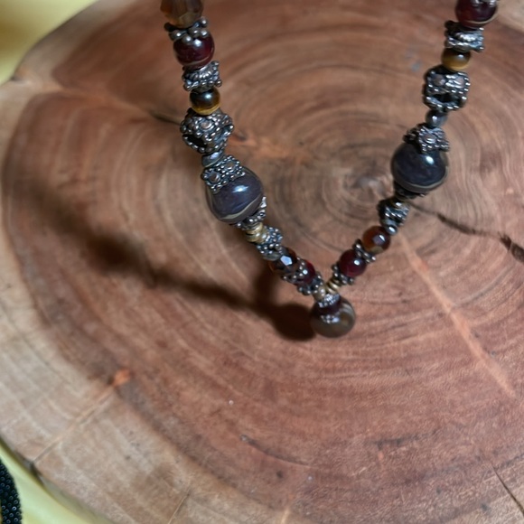 Unique Bronze Earth Toned Beaded Necklace - Picture 7 of 8